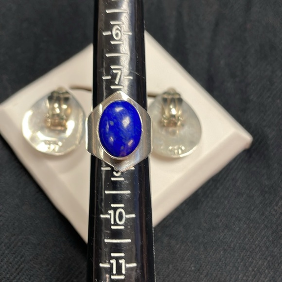 Navajo Artist JJ Johnny Johnson Lapis and Sterling Silver 3 piece set - Picture 4 of 5